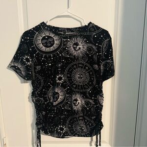 Splash Black Sun and Moon Print Women's Tee XL